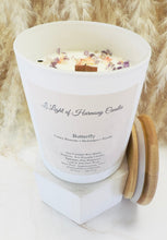 Load image into Gallery viewer, #amethystquartzcandle #decoratecandle #woodwickcandlewithamethystquartz #butterflycandle